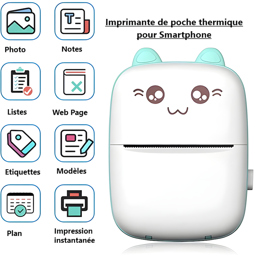 Mini Imprimante thermique Portable sans fil Bluetooth